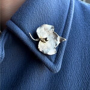 Vintage Flora Danica Sterling Silver 925 Sculpted Leaf Brooch Pin